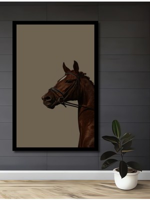 Asil At Baskısı Ahşap Dekoratif Ev,antre,salon,ofis,mutfak,yatak Odası Tablo Çerçeve Görünümlü