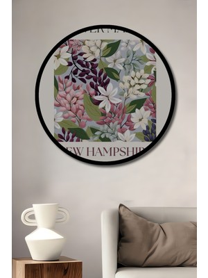 Çiçek Pazarı Konsept Modern Sanat Yağlı Boya Görünümlü Ahşap Tablo Yuvarlak Tablo Çerçeve Görünümlü