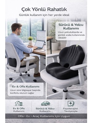 Viscomina Visco Memory Foam Ortopedik Bel ve Sırt Destek Yastığı Oyuncu Koltuğu Ofis Sandalyesi