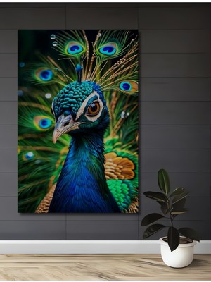 Göz Kamaştıran Tavus Kuşu Yağlı Boya Görünümlü Dekoratif Ahşap Ev,antre,salon,ofis,mutfak Tablo