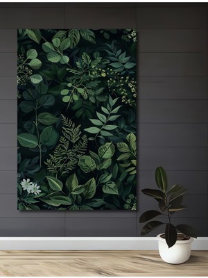 Yeşil Orman Yaprakları Sulu Boya Görünümlü Dekoratif Ahşap Ev,antre,salon,ofis,mutfak Tablo