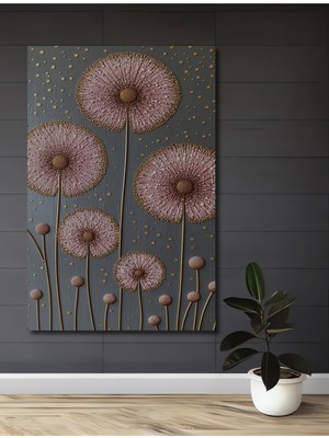 Toz Pembe Pamuk Çiçekleri Kabartmalı Ahşap Dekoratif Ev,antre,salon,ofis,mutfak,yatak Odası Tablo
