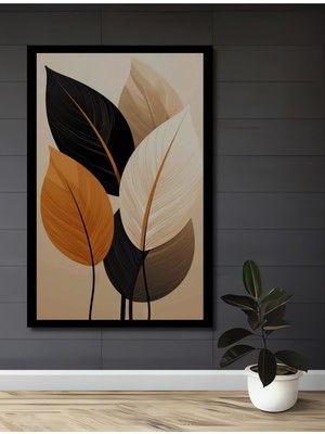 Yaprak Dokunuşlu Modern Sanat Ahşap Ev,antre,salon,ofis,mutfak,yatak Odası Tablo Çerçeve Görünümlü