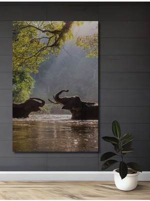 Aslan ve Fil Dostluğu Ahşap Dekoratif Ev,antre,salon,ofis,mutfak,yatak Odası Tablo