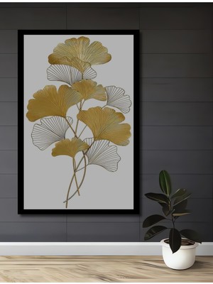 Altın Yaprak Dokunuşu Modern Metal Ev,antre,salon,ofis,mutfak,yatak Odası Tablo Çerçeve Görünümlü