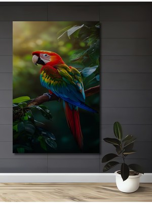 Canlı Renkler Tropik Papağan Yağlı Boya Görünümlü Dekoratif Ahşap Ev,antre,salon,ofis,mutfak Tablo