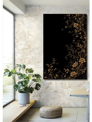 Altın Dal ve Çiçek Sanatı Görünümlü Ahşap Dekoratif Ev,antre,salon,ofis,mutfak,yatak Odası Tablo