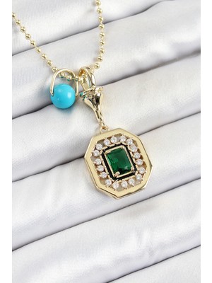 Shopwave Gold Renk Pirinç Zirkon Taşlı Kadın Serenay Kolyesi - TJ-BKO10304