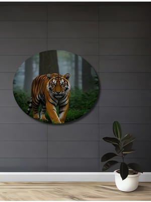 Vahşi Kaplan Orman Sürprizi Yağlı Boya Görünümlü Dekoratif Ahşap Ev,antre,salon,ofis,mutfak Tablo