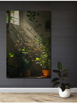 Işıltılı Sürü Balıkları Yağlı Boya Görünümlü Ahşap Dekoratif Ev,antre,salon,ofis,mutfak Tablo