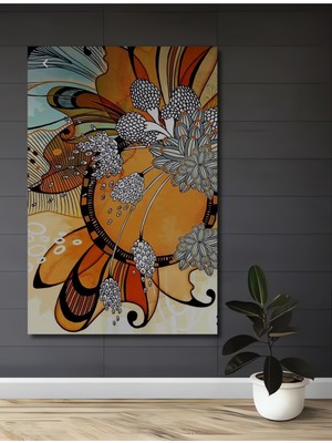 Soyut Çiçek Desenli Yağlı Boya Görünümlü Ahşap Dekoratif Ev,antre,salon,ofis,mutfak Tablo