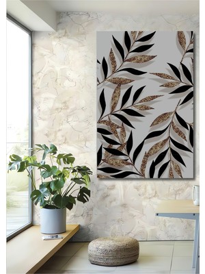 Altın Parıltılı Yaprak Desenli Modern Sanat Ahşap Ev,antre,salon,ofis,mutfak,yatak Odası Tablo