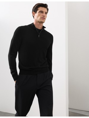 Marks & Spencer Pure Extra Merino Yün Yarım Fermuarlı Kazak