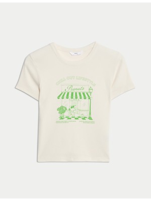 Marks & Spencer Saf Pamuk Snoopy Kısa Üst (6–16 Yaş)