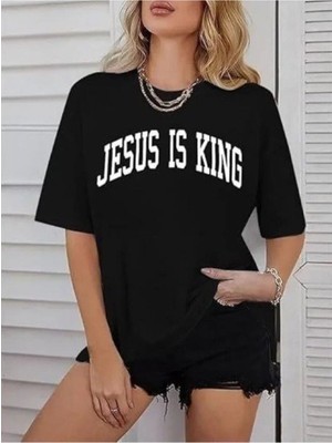 byasafkids Kadın Bisiklet Yaka Kısa Kol Baskılı T-Shirt - Siyah