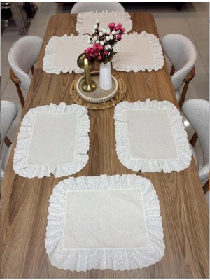 Nurgita Home % 100 Pamuk Fisto Fırfırlı Supla & Amerikan Servisi Seti (6 Adet)