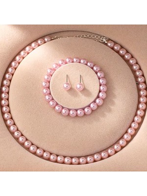 Moresun 4 Parça Pembe Inci Zincir Kolye Set