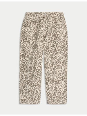 Marks & Spencer Denim Leopar Desenli Jean (2-10 Yaş)