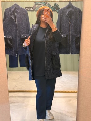 PUREVA Kürklü Yün Yelek & Modal Üçlü Takım