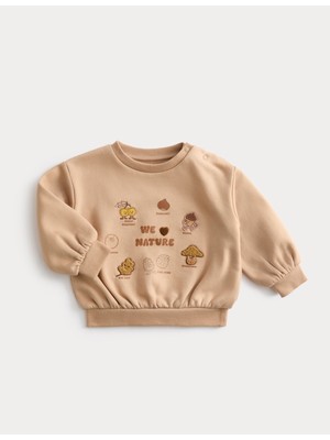 Marks & Spencer Pamuk Karışımlı Desenli Sweatshirt (0–3 Ay)