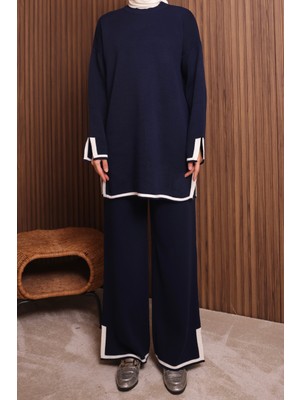 Balenbi Kadın Oversize Sık Örgü Yırtmaçlı Tesettür Triko Takım 1146