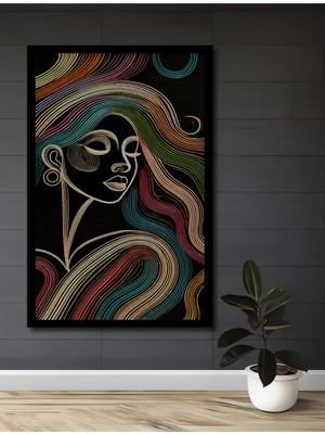 Kadın Figürlü Soyut Sanat Ahşap Ev,antre,salon,ofis,mutfak,yatak Odası Tablo Çerçeve Görünümlü
