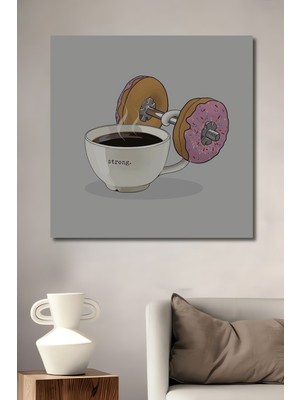 Kahve ve Donut Dambıl Soyut Sanat Ahşap Dekoratif Ev,antre,salon,ofis,mutfak,yatak Odası Tablo