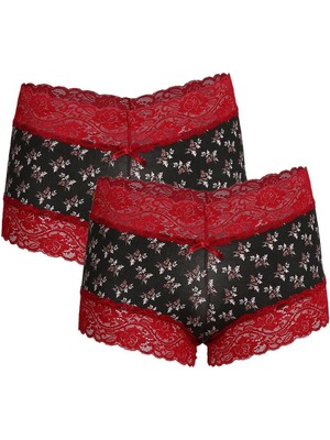 İbrahim Burak Etiler Collection Moda Çizgi Kadın Pamuklu 2li Boxer Antrasit 40266