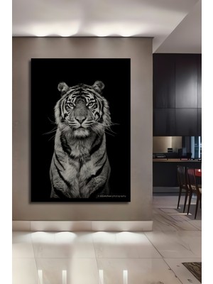 Aslan Pençesi Siyah Beyaz Sanat Ahşap Antre,salon,ofis,mutfak,yatak Odası Tablo Çerçeve Görünümlü