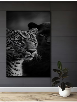 Vahşi Doğa Aslanları Kara Kalem Görünümlü Modern Sanat Dekoratif Ahşap Ev,antre,salon,ofis Tablo