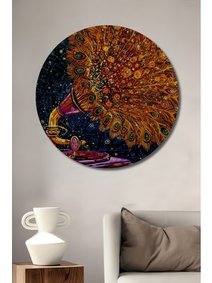 Büyülü Tüy Dansı Ahşap Dekoratif Tablo Yuvarlak Duvar Tablosu