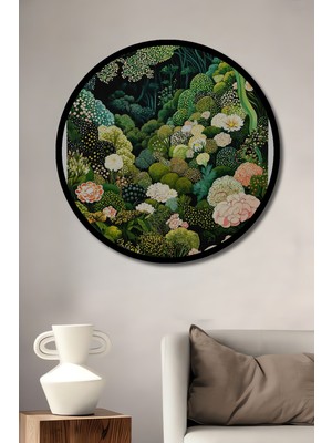 Sanatçı Yayoi Kusama Sonsuz Bahçe Baskısı Ahşap Tablo Yuvarlak Duvar Tablosu Çerçeve Görünümlü