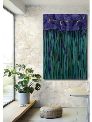 Mor Sümbül Tarlası Yağlı Boya Görünümlü Ahşap Dekoratif Ev,antre,ofis,mutfak,yatak Odası Tablo