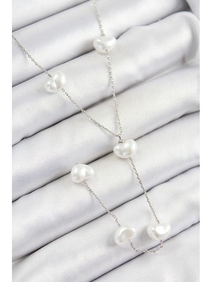 Shopwave 316L Çelik Incili Kalp Figürlü Y Model Gümüş Renk Kadın Kolye - TJ-BKO10336