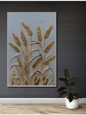 Altın Başak Desenli Kabartma Ahşap Ev,antre,salon,ofis,mutfak,yatak Odası Tablo