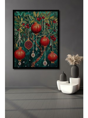 Nar Ağacı Sanat Ev,antre,salon,ofis,mutfak Tablosu Yağlı Boya Görünümlü Ahşap Çerçeve Görünümlü