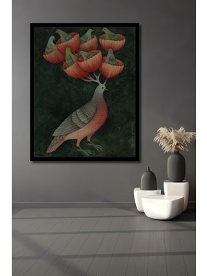 Görsel Işıltısı Kuş Bahçesi Ahşap Ev,antre,salon,ofis,mutfak,yatak Odası Tablo Çerçeve Görünümlü