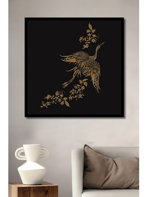 Altın Kanatlı Efsanevi Kuş Yağlı Boya Görünümlü Ahşap Ev,antre,ofis,mutfak Tablo Çerçeve Görünümlü