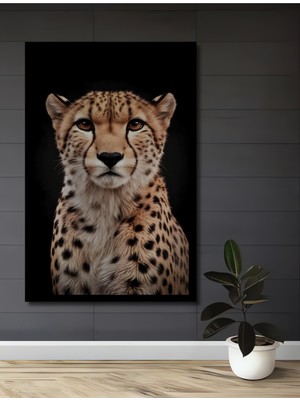 Cheetah Kralı Yağlı Boya Görünümlü Ahşap Ev,antre,ofis,mutfak,yatak Odası Tablo Çerçeve Görünümlü