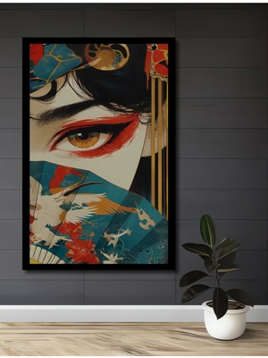 Görkemli Gözlü Kadın Figürlü Sulu Boya Görünümlü Ahşap Ev,ofis,yatak Odası Tablo Çerçeve Görünümlü