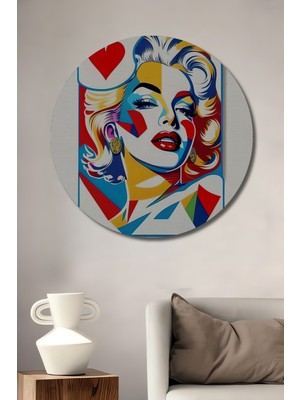Marilyn Monroe Kupa Kızı Pop Art Ahşap Dekoratif Tablo Yuvarlak Duvar Tablosu