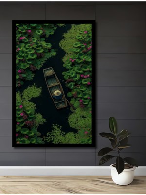 Lotus Gölü Tekne Sanat Ev,antre,salon,ofis,mutfak,yatak Odası Tablosu Çerçeve Görünümlü