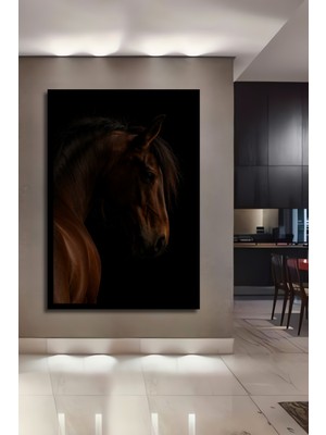 Görkemli At Portresi Yağlı Boya Görünümlü Ahşap Ev,antre,salon,ofis,mutfak Tablo Çerçeve Görünümlü