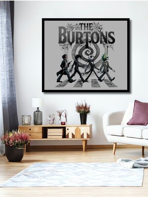 Tim Burton Karakterleri Yağlı Boya Görünümlü Ahşap Ev,antre,ofis,mutfak Tablo Çerçeve Görünümlü