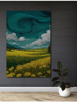 Rüya Tarlası Sulu Boya Görünümlü Soyut Sanat Ahşap Dekoratif Ev,antre,salon,ofis,mutfak Tablo