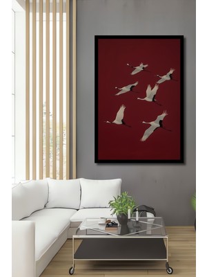 Görsel Tasarım Çuval Görünümlü Turnalar Ahşap Ev,antre,ofis,yatak Odası Tablo Çerçeve Görünümlü