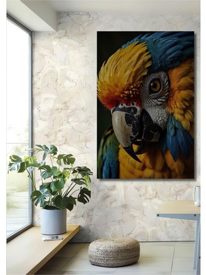 Büyüleyici Macaw Kuş Ev,antre,salon,ofis,mutfak Tablosu Sulu Boya Görünümlü Ahşap Dekoratif
