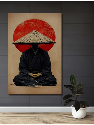 Meditatif Zen Ustası Yağlı Boya Görünümlü Ahşap Dekoratif Ev,antre,salon,ofis,mutfak Tablo