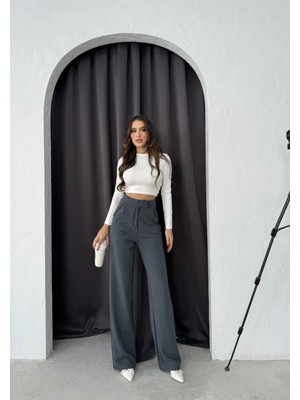 TeknoKapsül Cırtlı Pantolon Krep Füme Pt