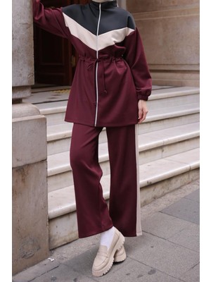 Balenbi Kadın Scuba Kumaş Beli Büzgü Kemerli Tesettür Takım 1123